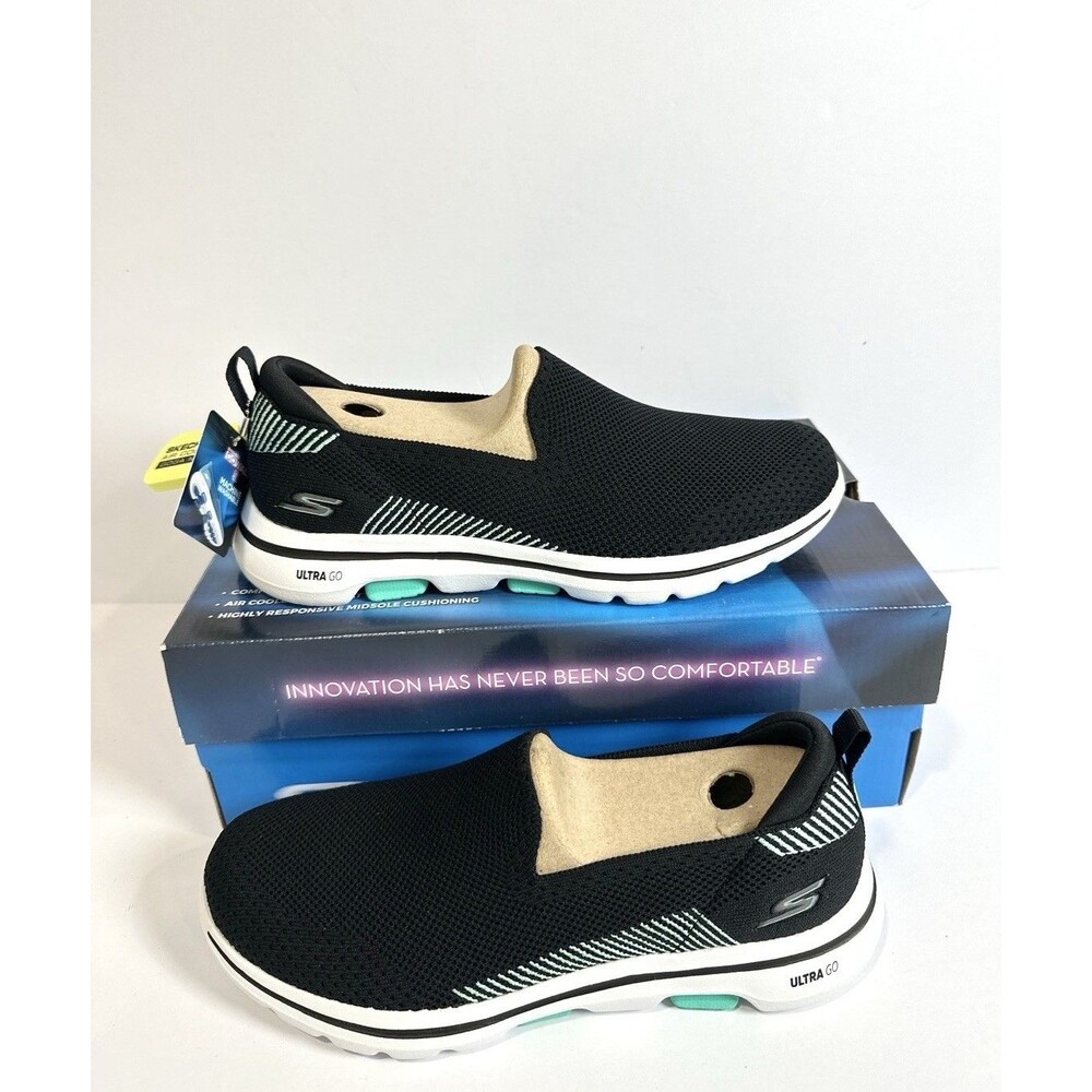 Skechers Go Walk 5 Sprized Black Slip On Walking Shoes Womens 9 New Box